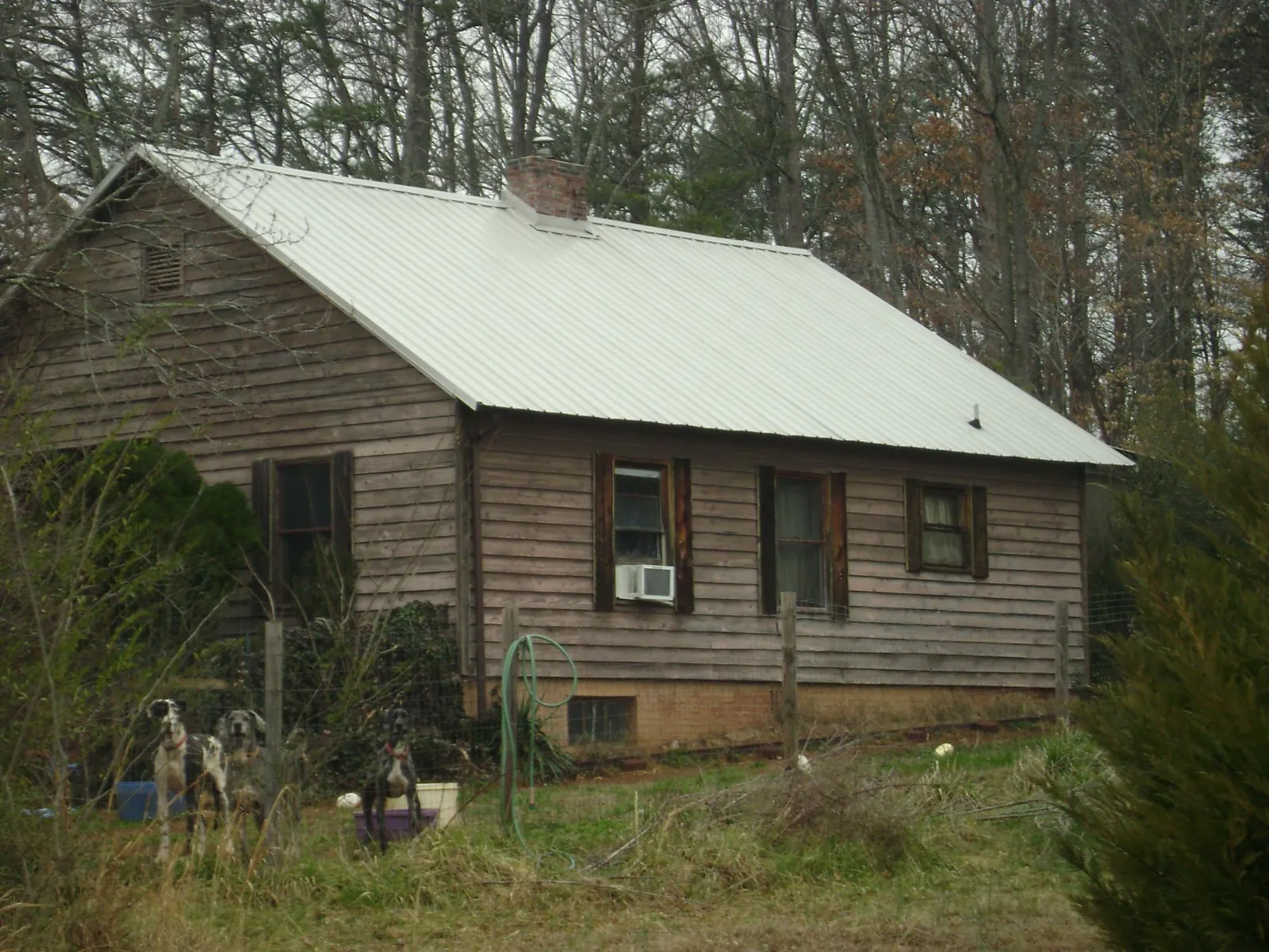 White metal roof on an old wood sided farmhouse, from a Asphalt Shingle Roof Repair job in Somerset